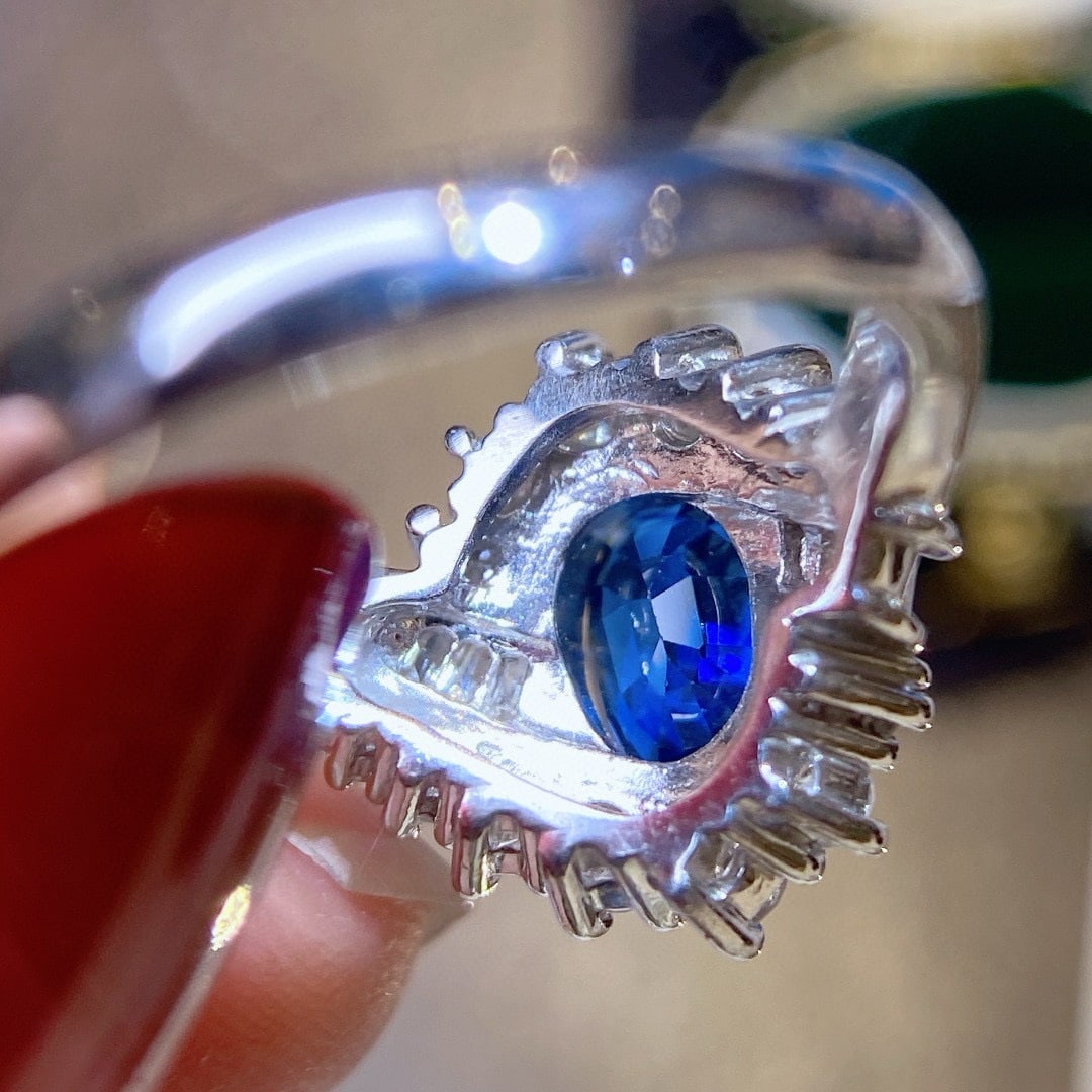 14k Gold 2.32 Ctw Natural Sapphire & Diamond Ring - 6