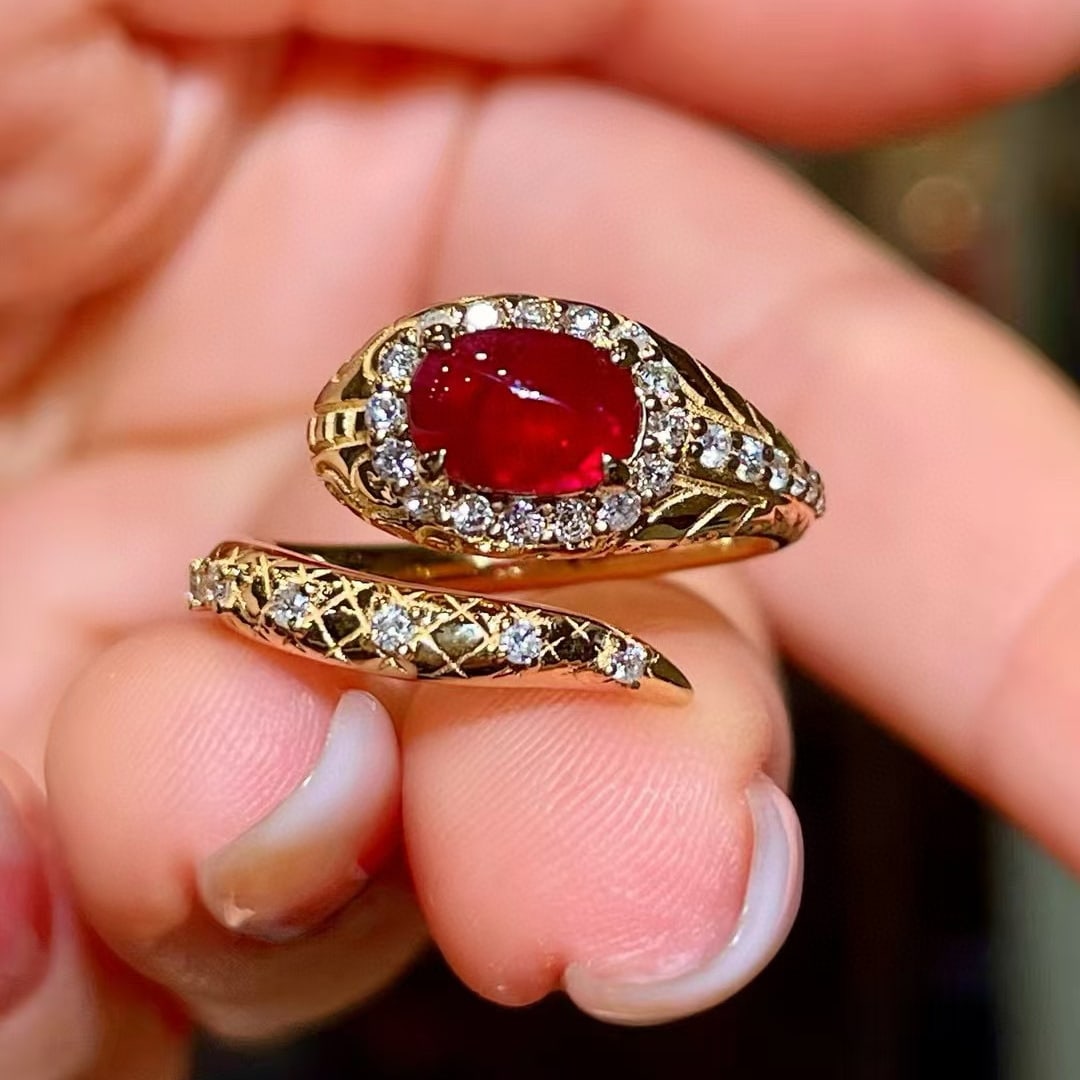 14k Gold 1.41 Ctw Vivid Red Natural Ruby & Diamond Ring - 2