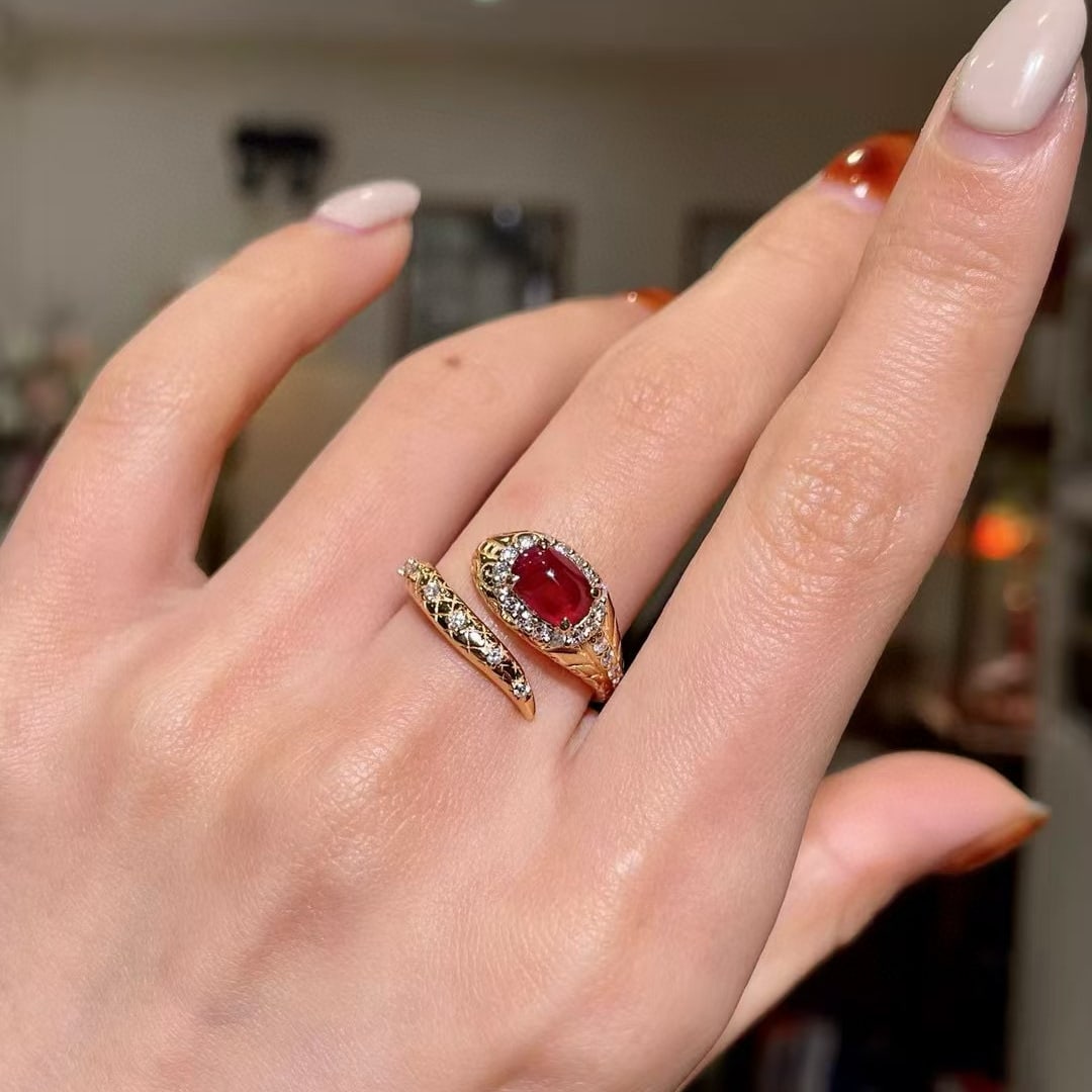 14k Gold 1.41 Ctw Vivid Red Natural Ruby & Diamond Ring - 4