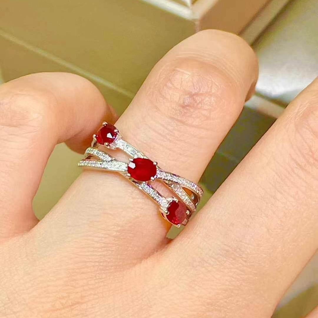 14k Gold 0.8 Ct Natural Ruby & Diamond Ring - 2