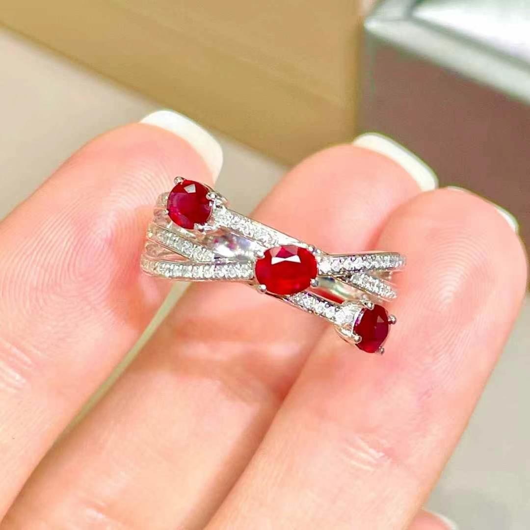 14k Gold 0.8 Ct Natural Ruby & Diamond Ring - 3