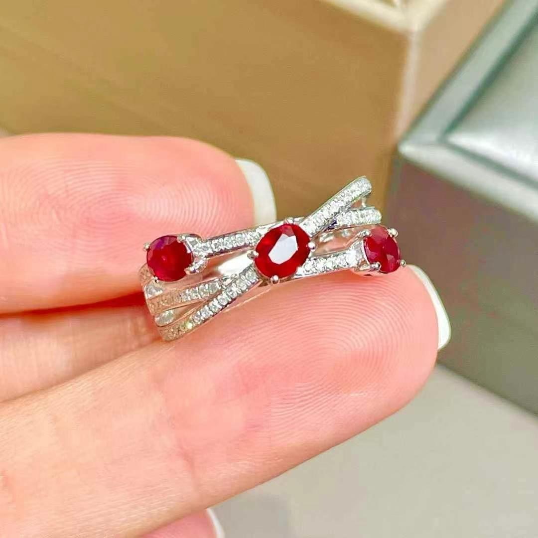 14k Gold 0.8 Ct Natural Ruby & Diamond Ring - 4