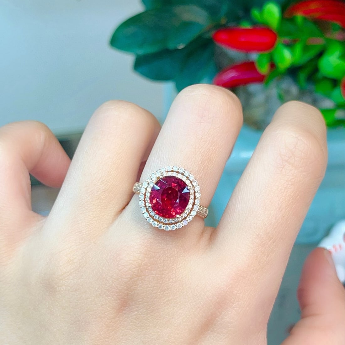 14k Gold 3.98 Ctw Natural Tourmaline & Diamond Ring - 4