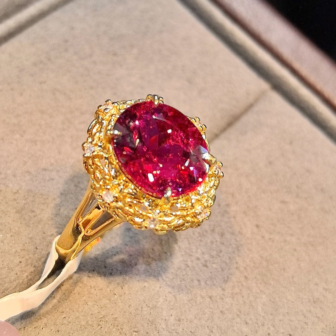 14k Gold 3.47 Ctw Natural Tourmaline & Diamond Ring - 2