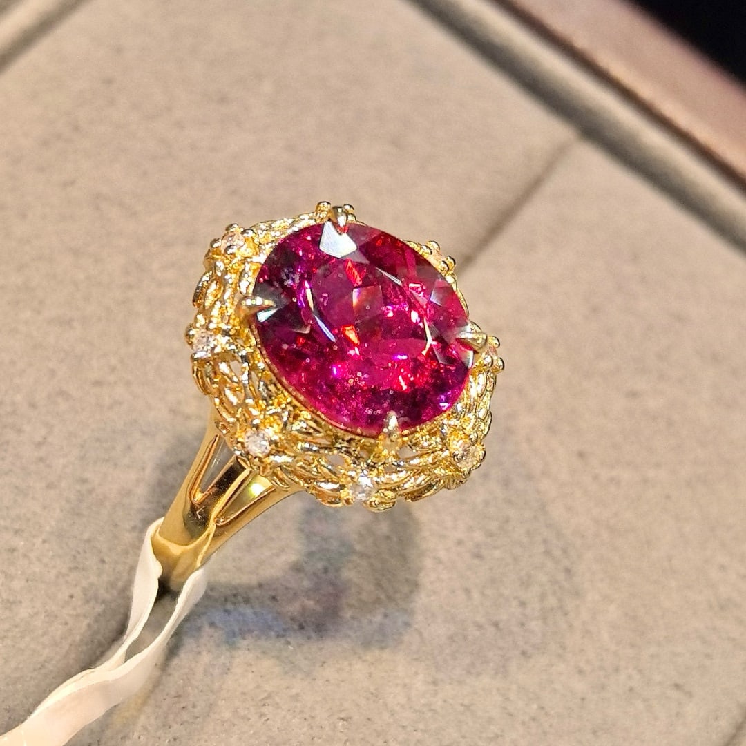 14k Gold 3.47 Ctw Natural Tourmaline & Diamond Ring - 3