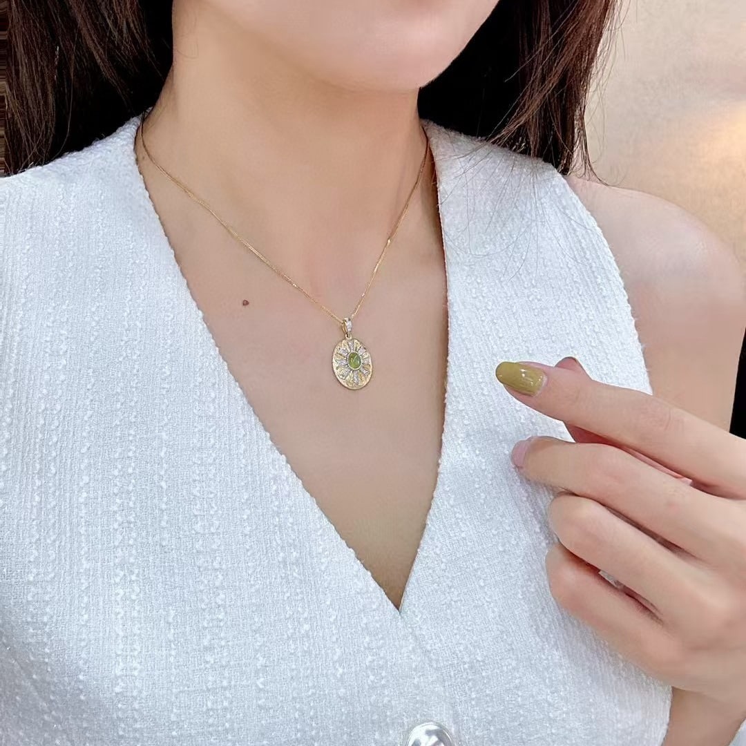 14k Gold 1.22 Ctw Natural Cat's?Eye & Diamond Pendant( Without Chain ) - 4