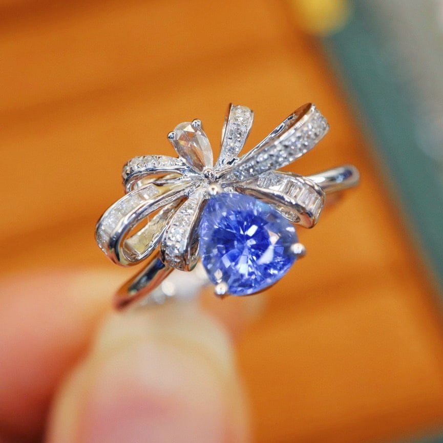 14k Gold 1.43 Ctw Natural Sapphire & Diamond Ring - 3