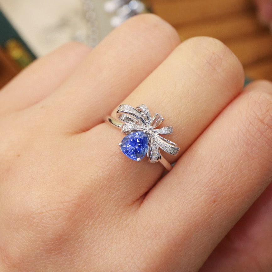 14k Gold 1.43 Ctw Natural Sapphire & Diamond Ring - 5