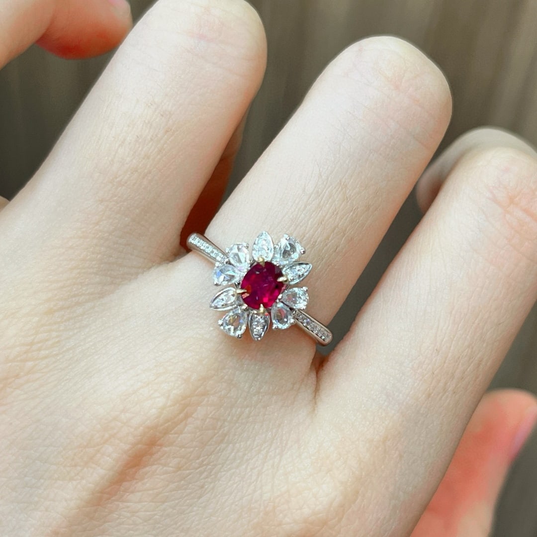 14k Gold 0.77 Ctw Natural Ruby & Diamond Ring/pendant( Without Chain ) - 3