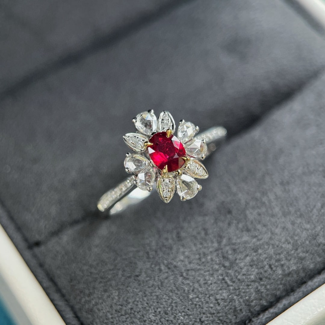 14k Gold 0.77 Ctw Natural Ruby & Diamond Ring/pendant( Without Chain ) - 4