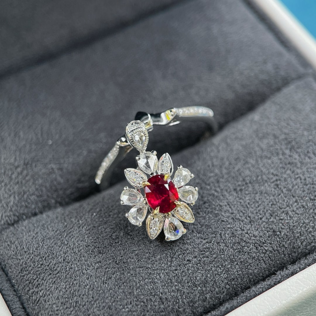 14k Gold 0.77 Ctw Natural Ruby & Diamond Ring/pendant( Without Chain ) - 5
