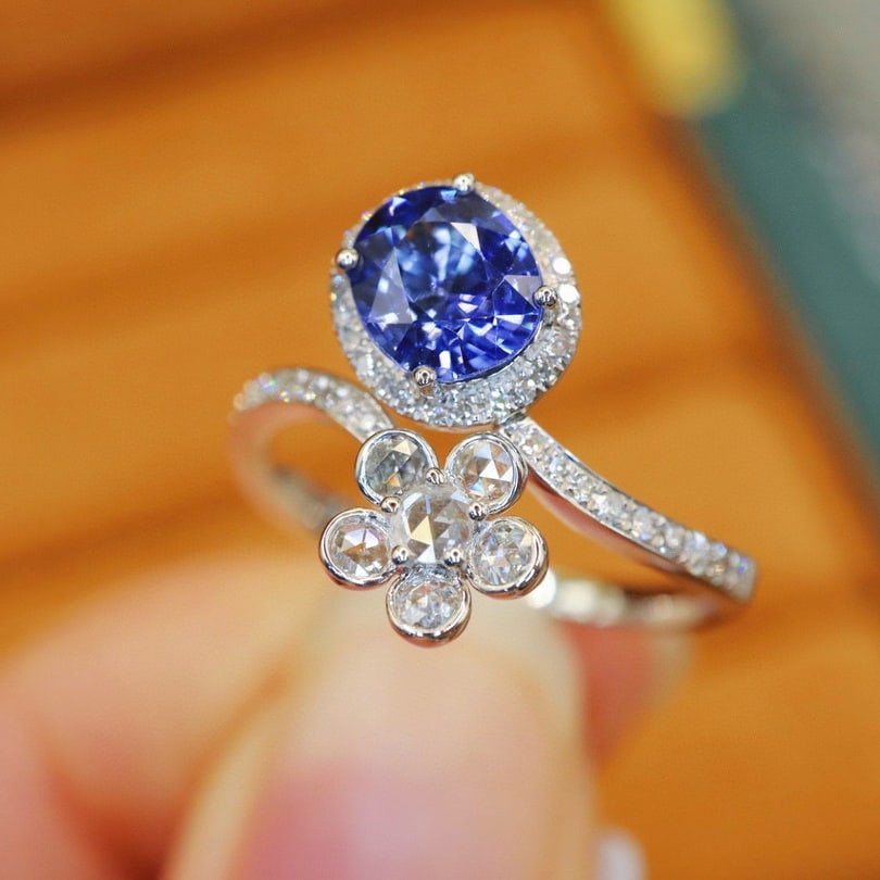 14k Gold 1.61 Ctw Natural Sapphire & Diamond Ring - 2