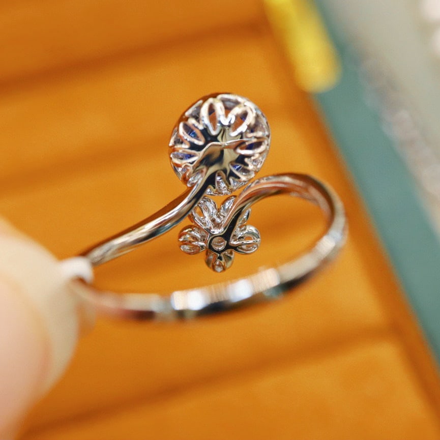 14k Gold 1.61 Ctw Natural Sapphire & Diamond Ring - 4