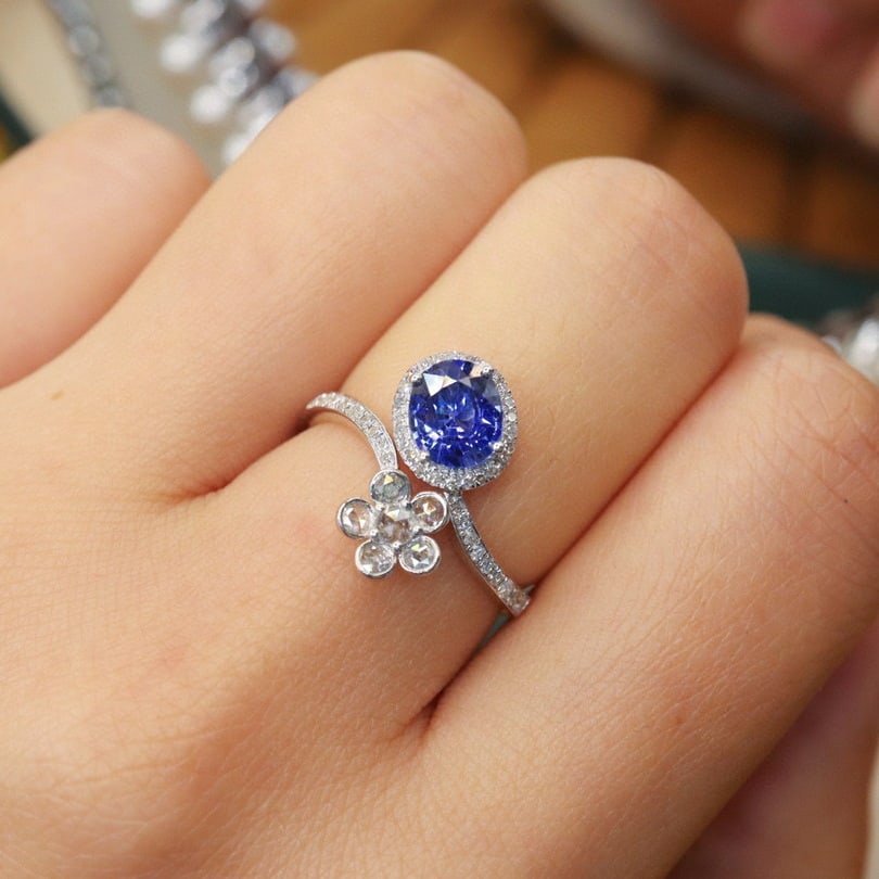 14k Gold 1.61 Ctw Natural Sapphire & Diamond Ring - 5