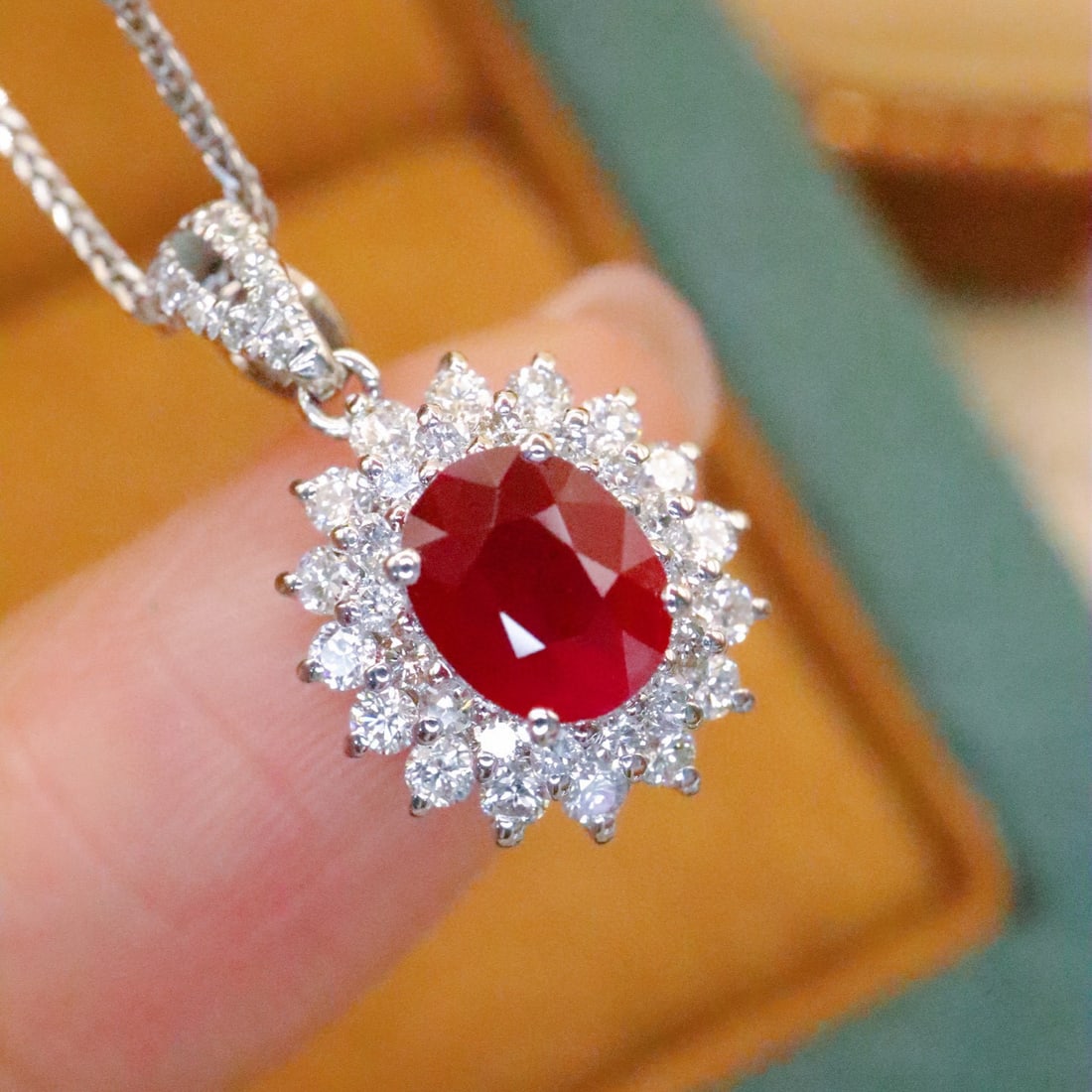 14k Gold 1.20 Ctw Natural Ruby & Diamond Pendant( Without Chain ) - 3