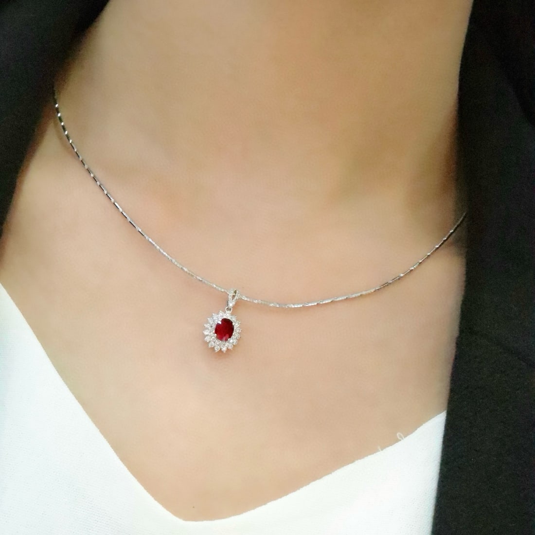 14k Gold 1.20 Ctw Natural Ruby & Diamond Pendant( Without Chain ) - 5