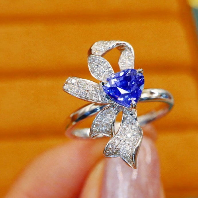 14k Gold 1.49 Ctw Natural Sapphire & Diamond Ring - 2