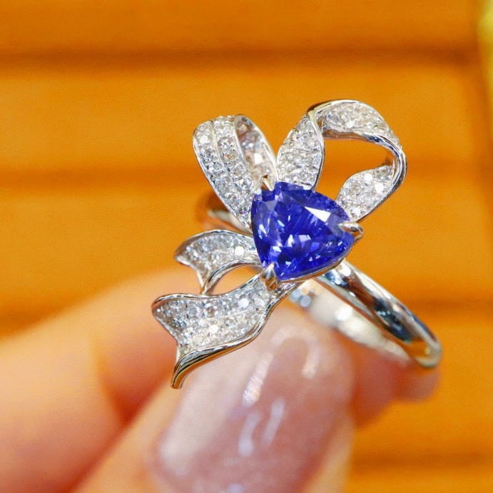 14k Gold 1.49 Ctw Natural Sapphire & Diamond Ring - 3