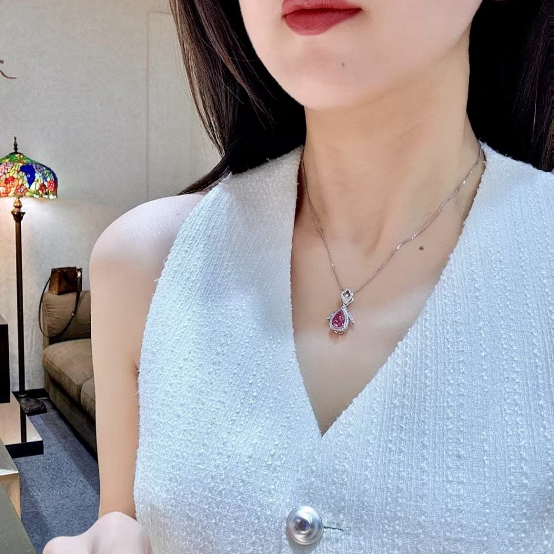 14k Gold 1.89 Ctw Natural Tourmaline & Diamond Pendant( Without Chain ) - 4