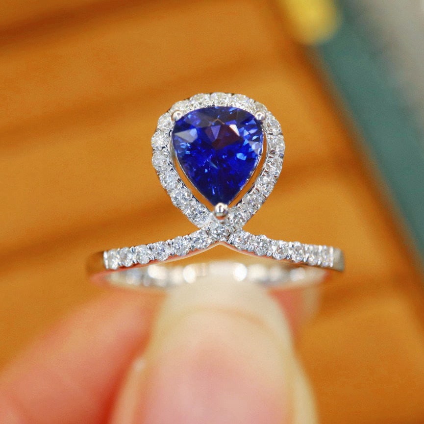 14k Gold 1.58 Ctw Natural Sapphire & Diamond Ring - 4