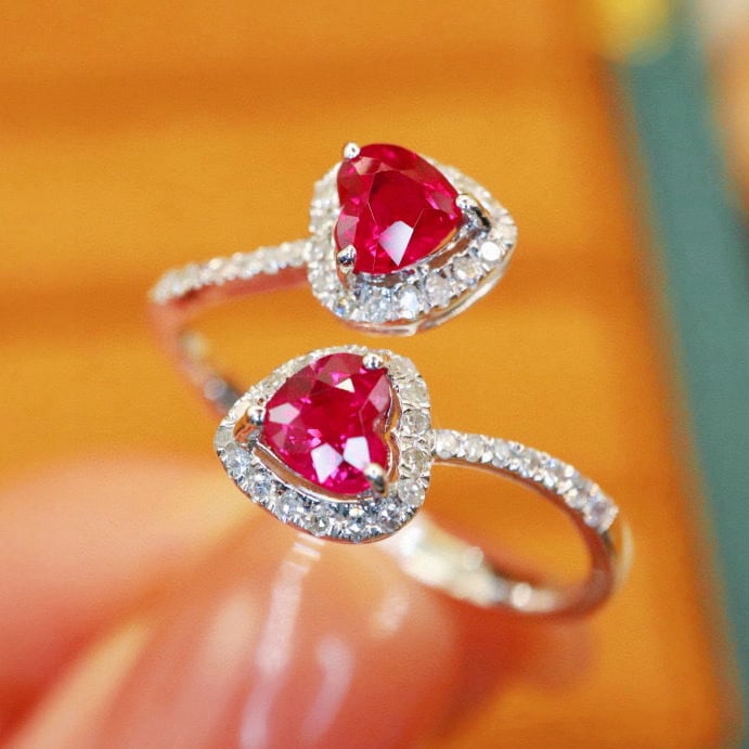 14k Gold 1.09 Ctw Natural Ruby & Diamond Ring - 2