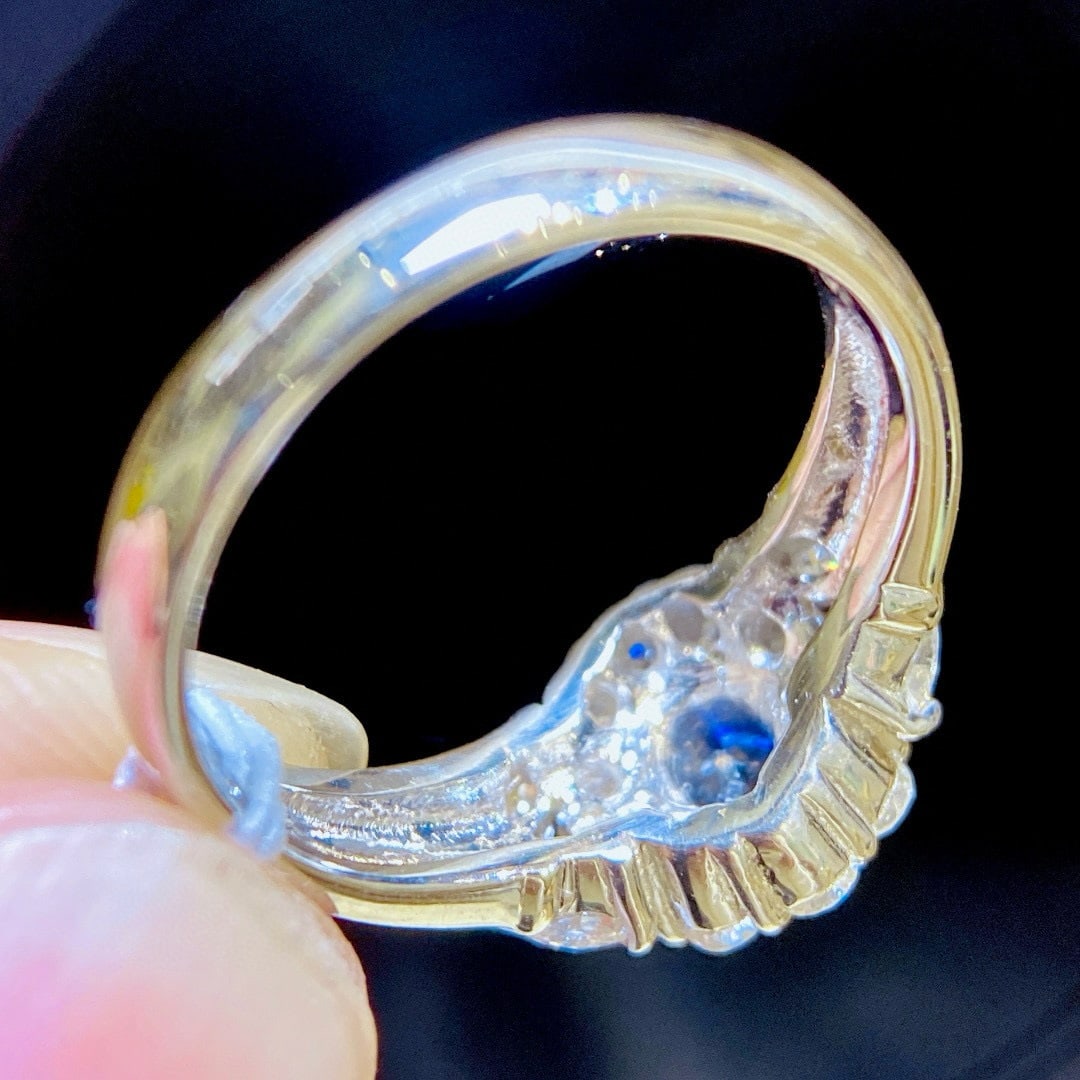 14k Gold 1.05 Ctw Vivid Blue Natural Sapphire & Diamond Ring - 6