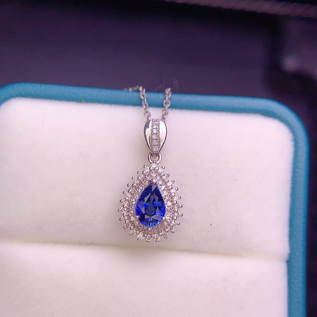 14k Gold 0.63 Ct Natural Sapphire & Diamond Pendant( Without Chain ) - 3