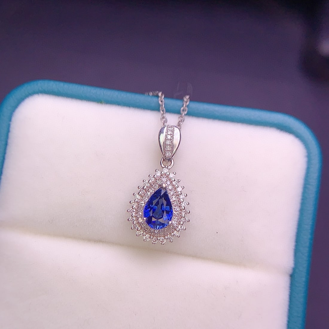 14k Gold 0.63 Ct Natural Sapphire & Diamond Pendant( Without Chain ) - 4