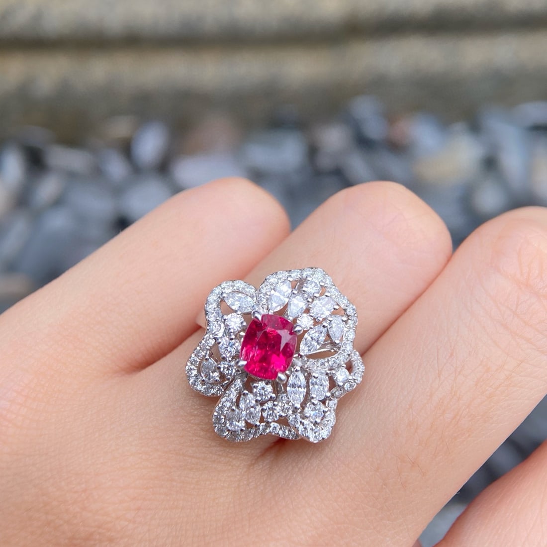 14k Gold 2.62 Ctw Natural Spinel & Diamond Ring - 2