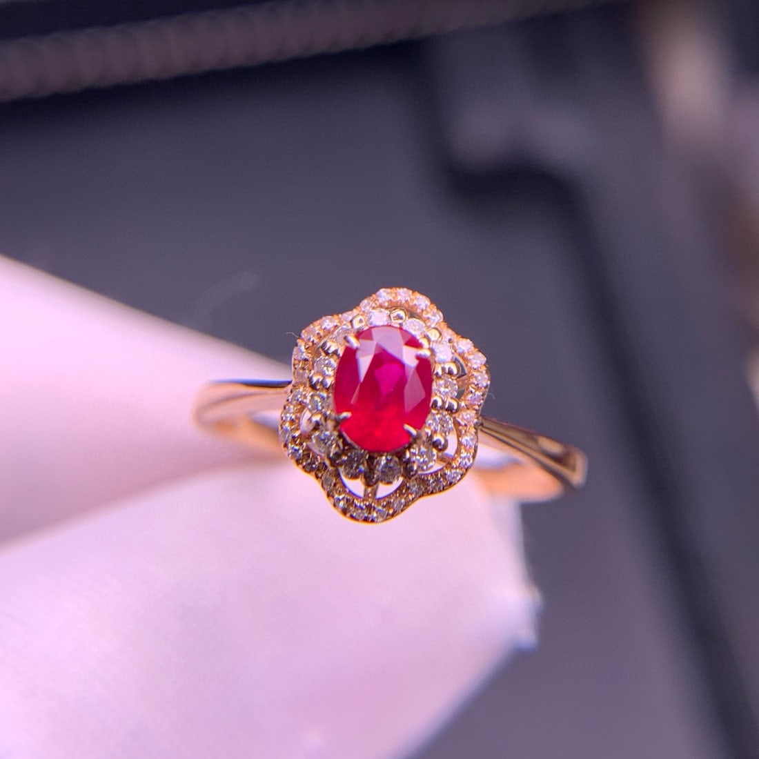 14k Gold 0.6 Ct Natural Ruby & Diamond Ring (1 of 9)