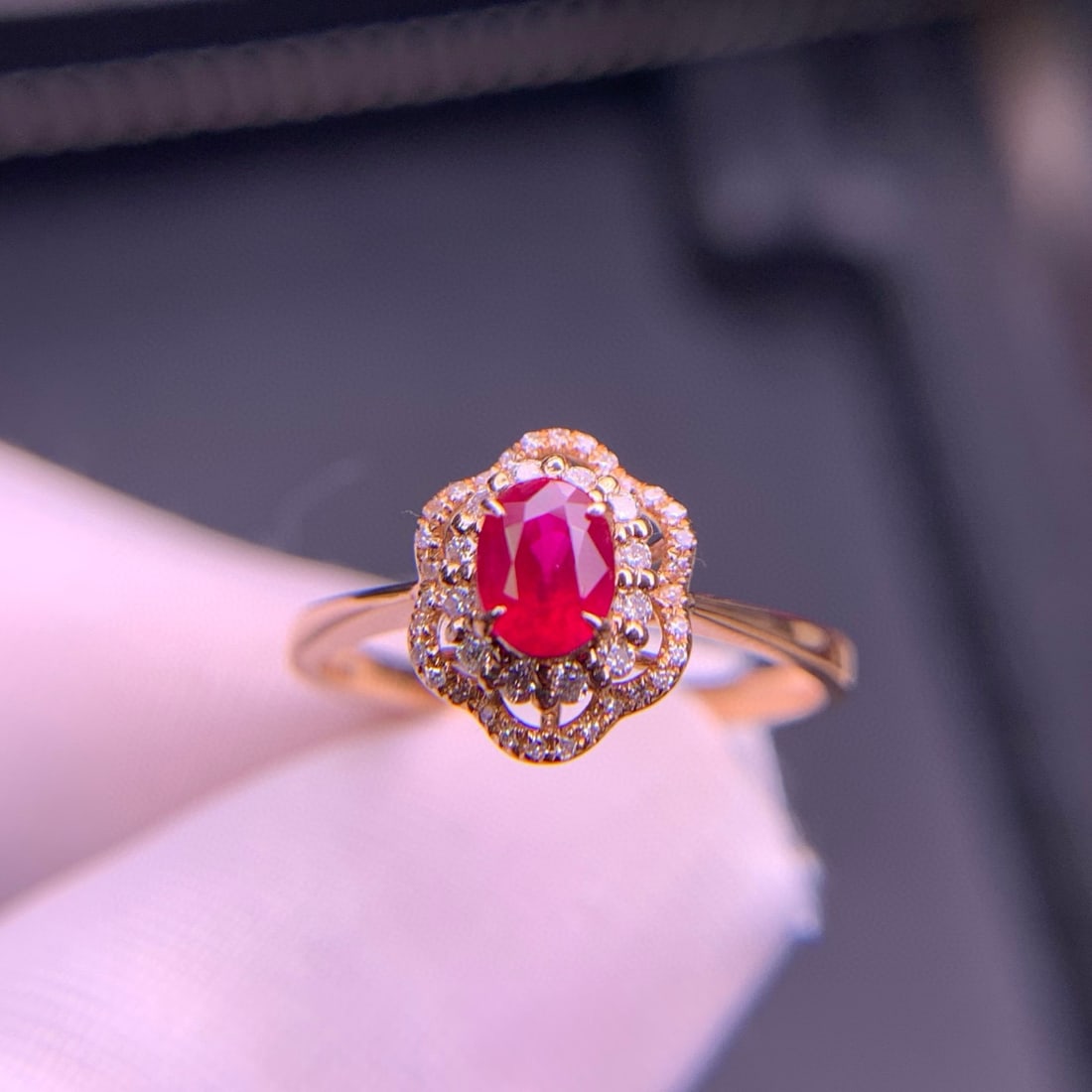 14k Gold 0.6 Ct Natural Ruby & Diamond Ring - 3