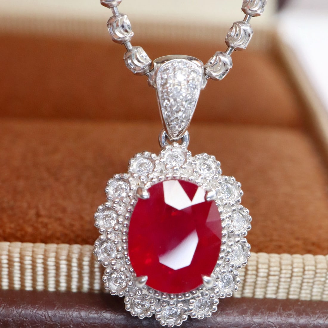 14k Gold 1.54 Ctw Natural Ruby & Diamond Pendant( Without Chain ): Ref:230968402 // gold content:14k gold // main gemstone:ruby // shape:oval // carat weight:1. 39ct // color:pigeonblood red // treatment:natural // // adjacent gemstone 2 : diamond // shape:round //