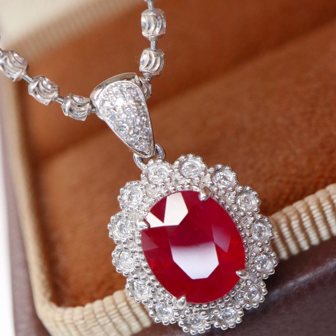 14k Gold 1.54 Ctw Natural Ruby & Diamond Pendant( Without Chain ) - 2