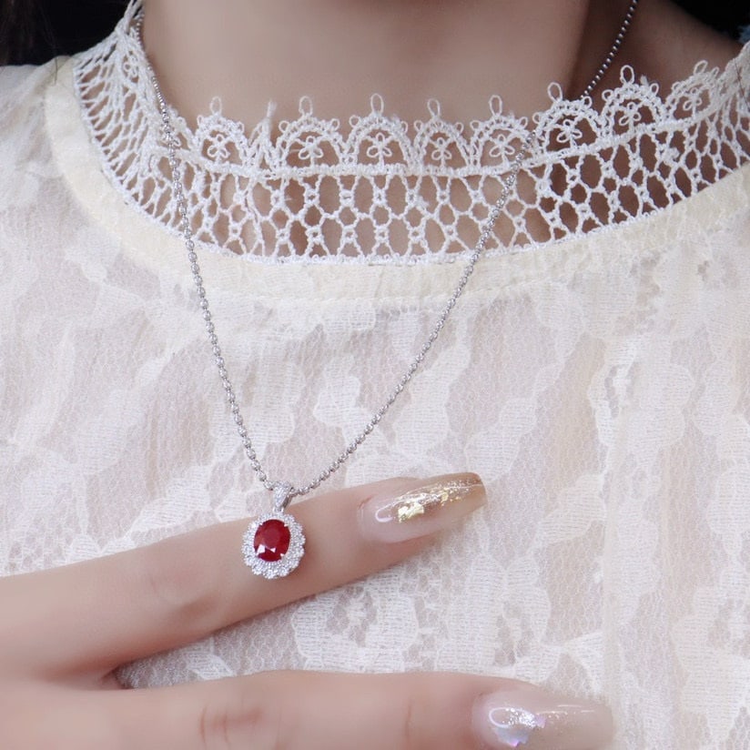 14k Gold 1.54 Ctw Natural Ruby & Diamond Pendant( Without Chain ) - 3