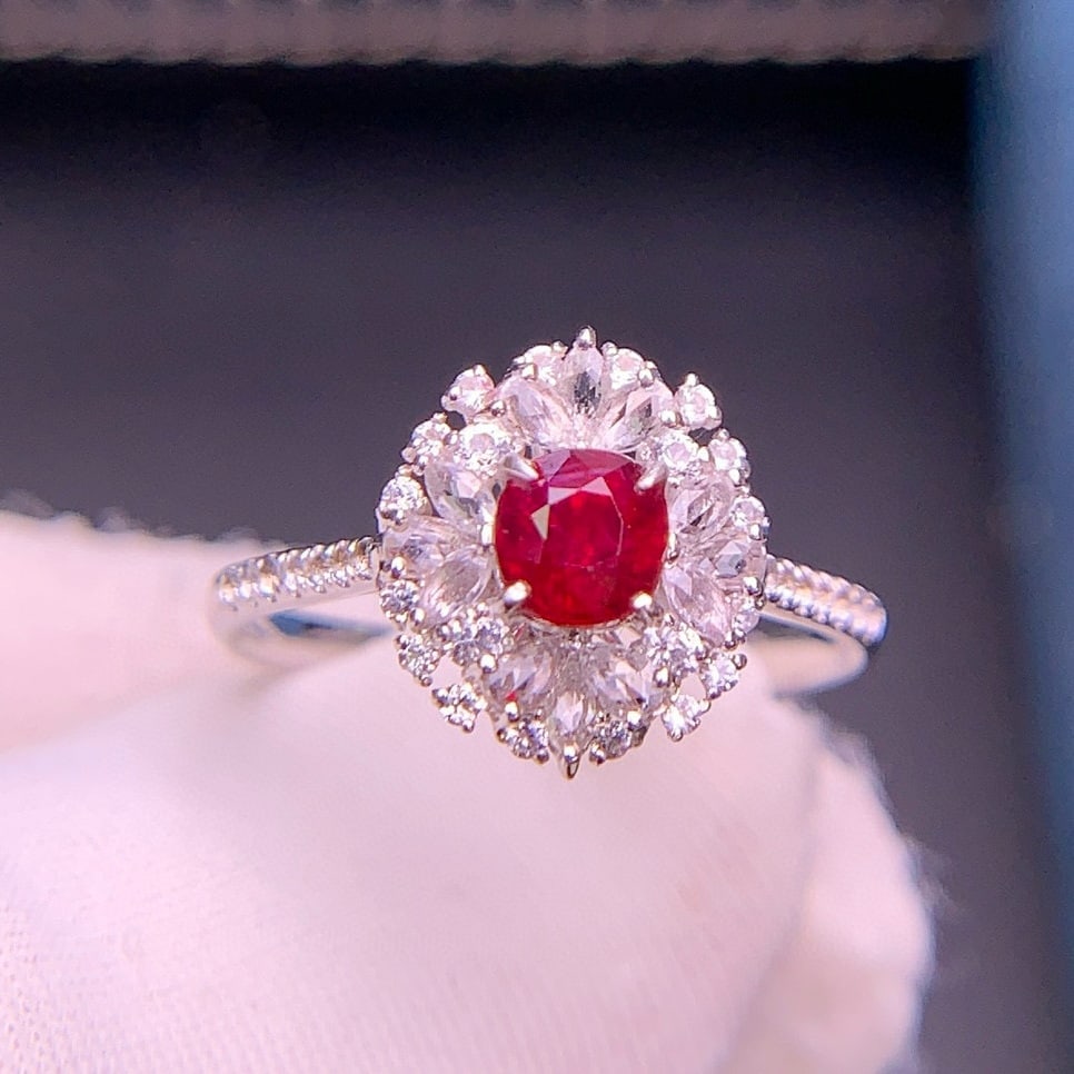 14k Gold 0.7 Ct Natural Ruby & Diamond & Sapphire Ring - 3