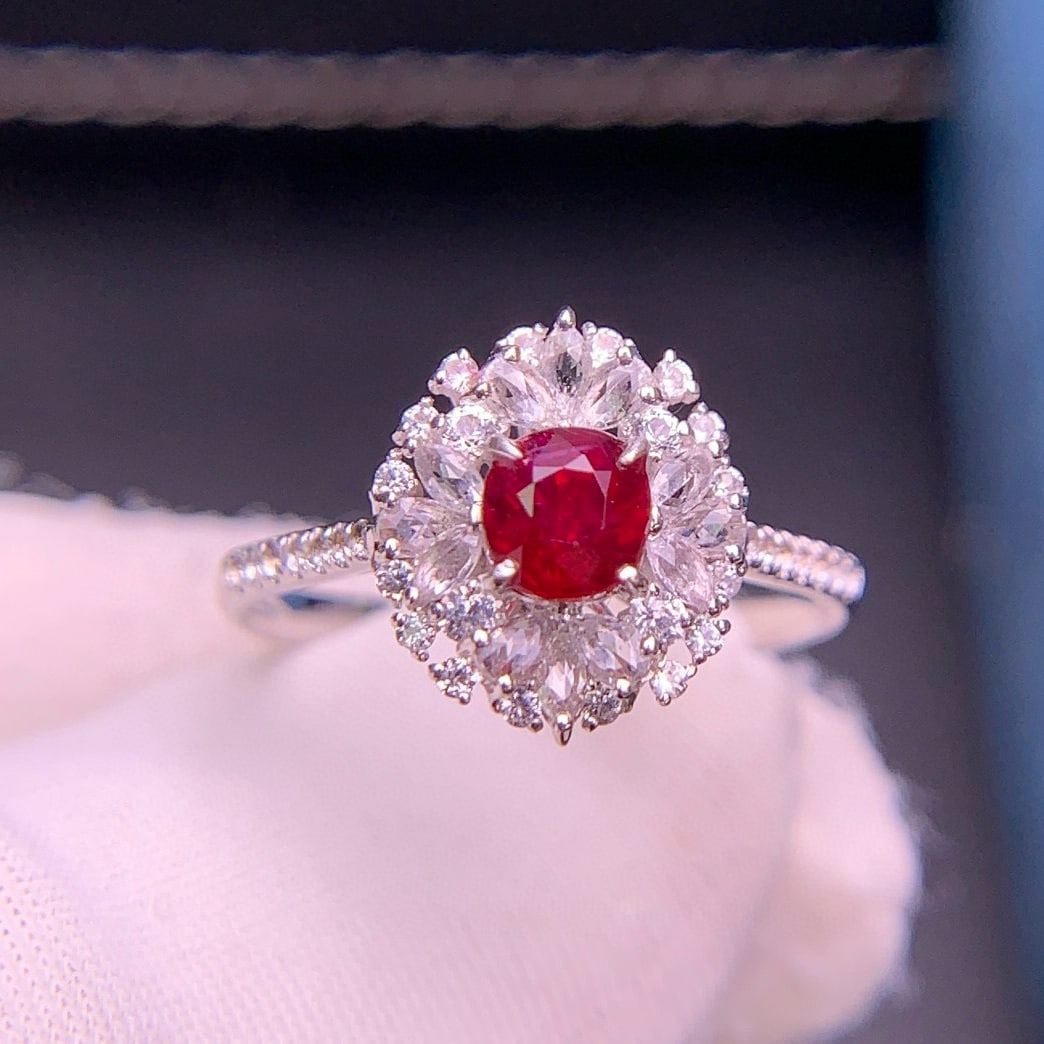 14k Gold 0.7 Ct Natural Ruby & Diamond & Sapphire Ring - 5
