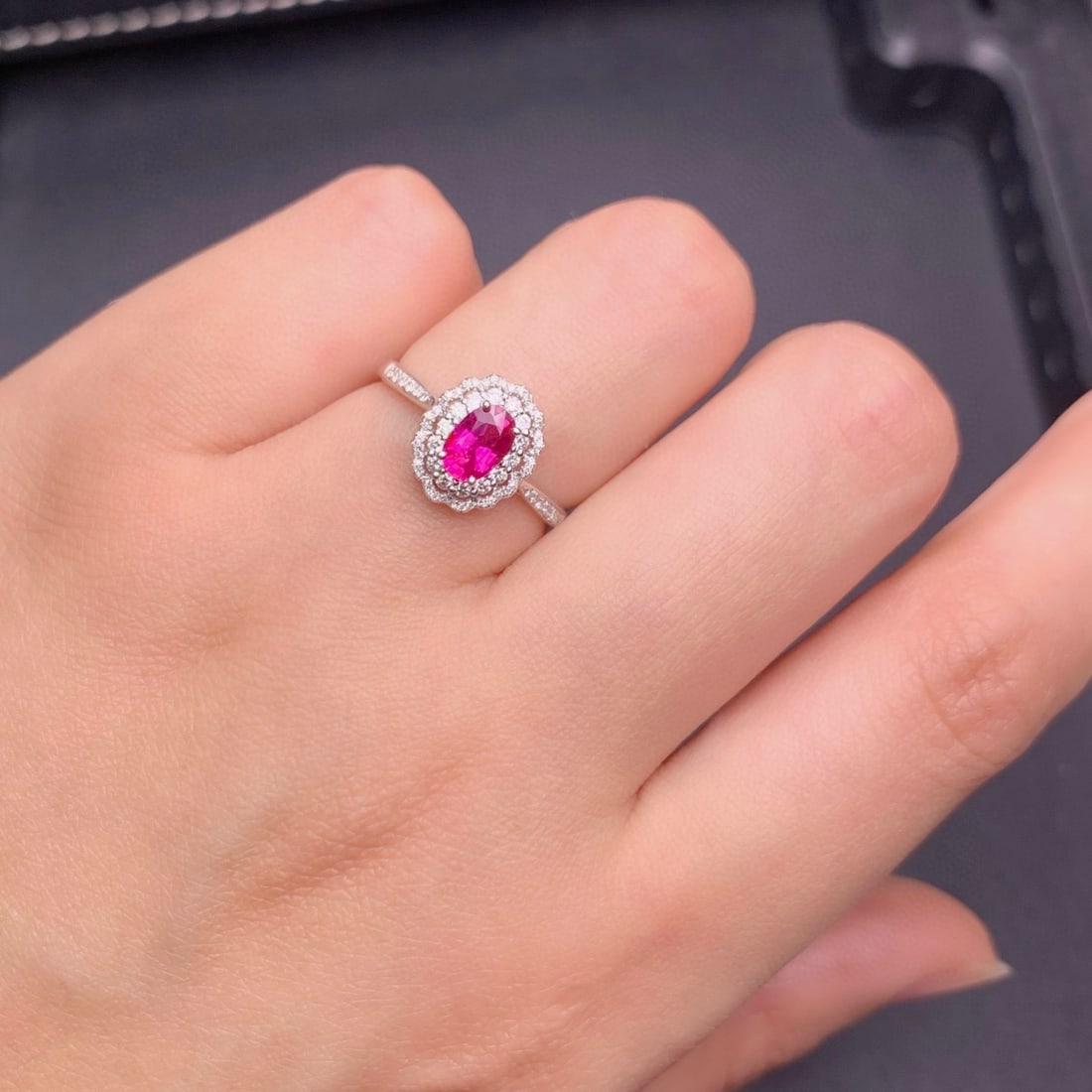 14k Gold 0.74 Ct Natural Ruby & Diamond Ring - 2