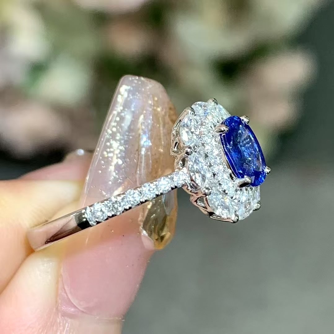 14k Gold 1 Ct Natural Sapphire & Diamond Ring - 3