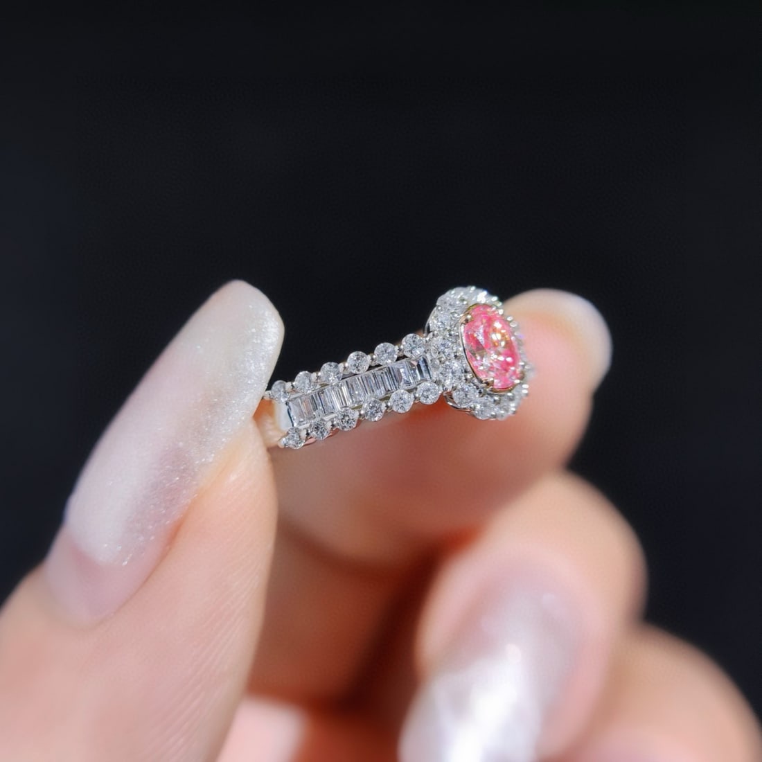 14k Gold 0.74 Ctw Natural Pink Diamond & Diamond Ring - 2