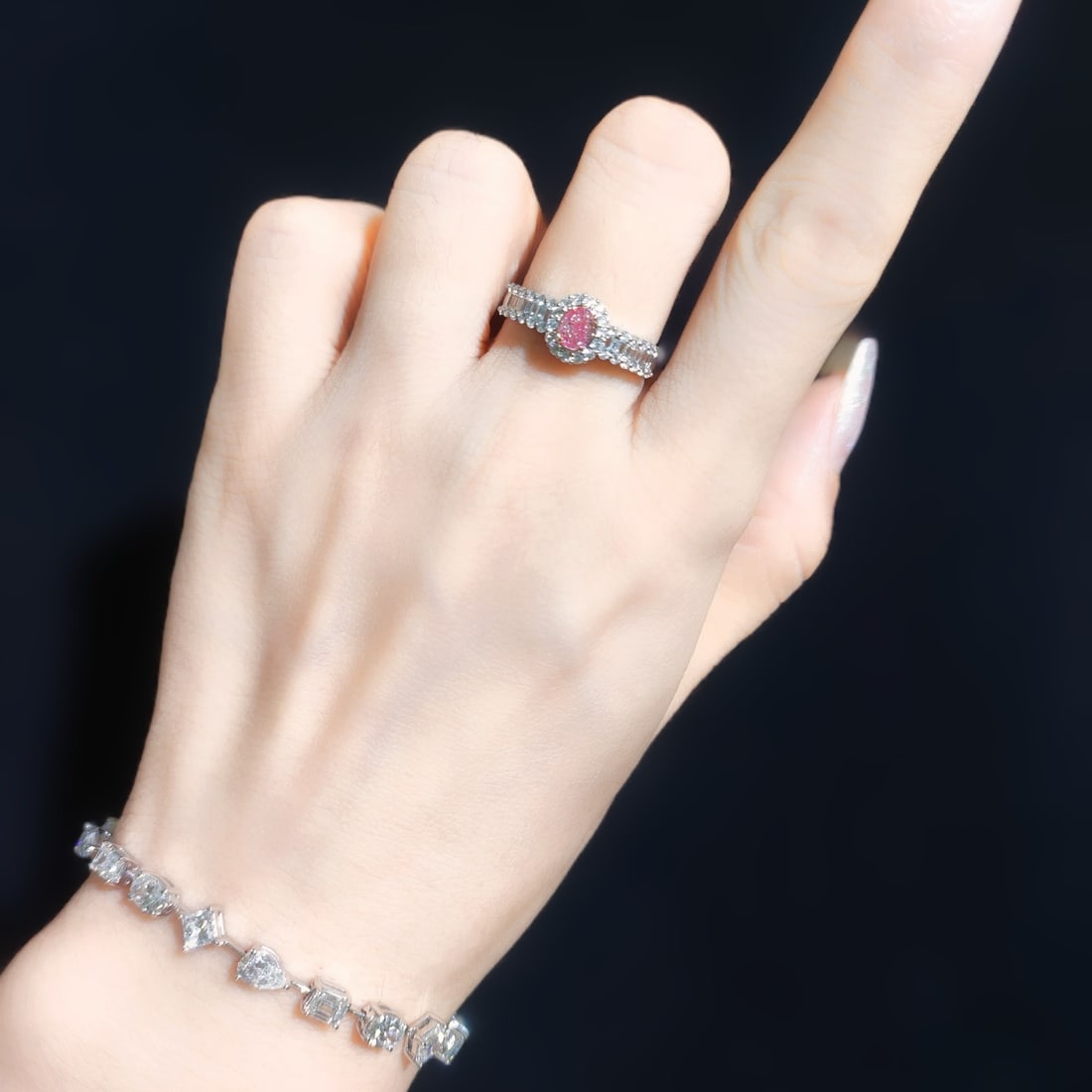 14k Gold 0.74 Ctw Natural Pink Diamond & Diamond Ring - 3