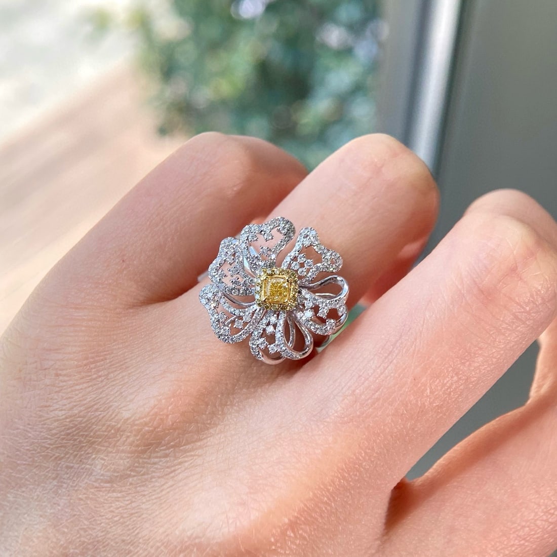 14k Gold 0.77 Ctw Natural Yellow Diamond & Diamond Ring/pendant( Without Chain ) - 4