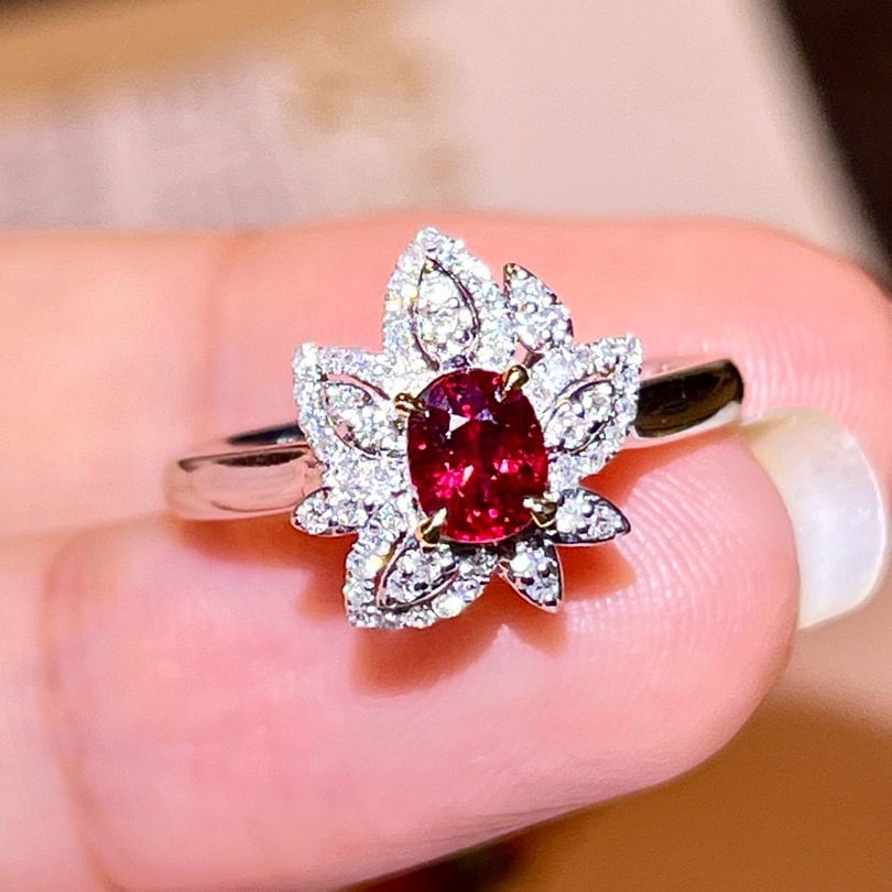 14k Gold 0.88 Ctw Natural Ruby & Diamond Ring - 3