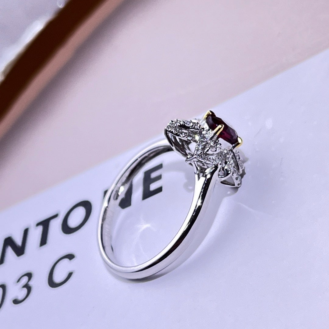 14k Gold 0.88 Ctw Natural Ruby & Diamond Ring - 5