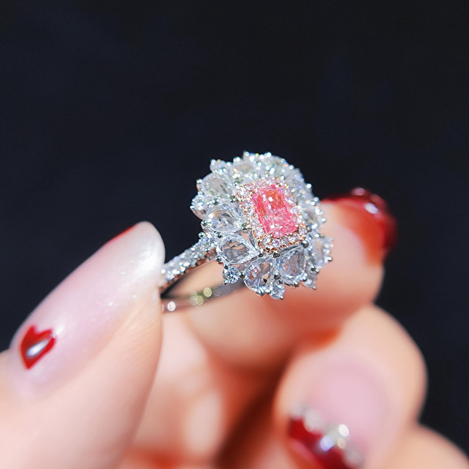 14k Gold 0.97 Ctw Natural Pink Diamond & Diamond Ring - 2