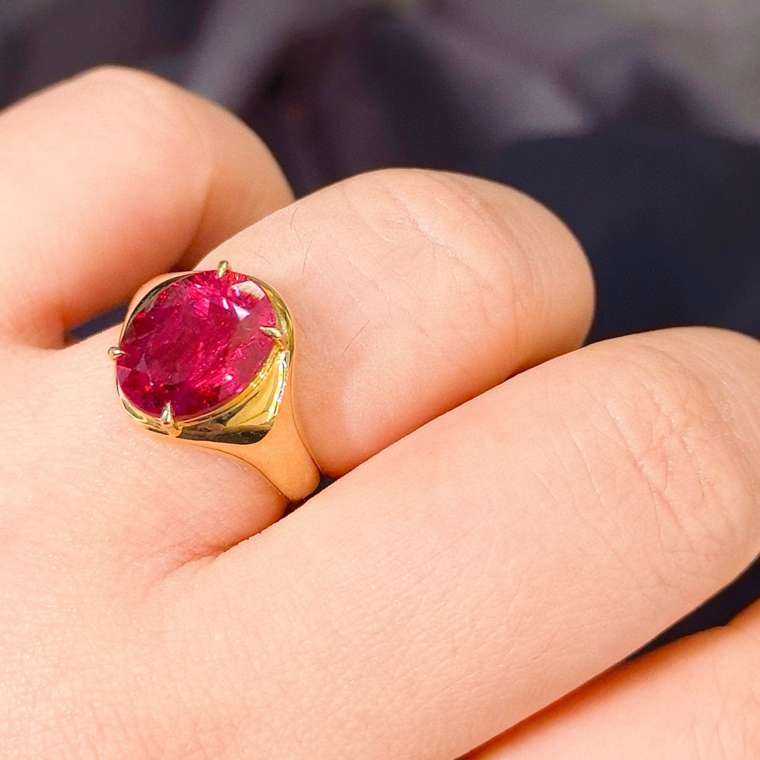14k Gold 4.60 Ct Natural Tourmaline Ring - 6