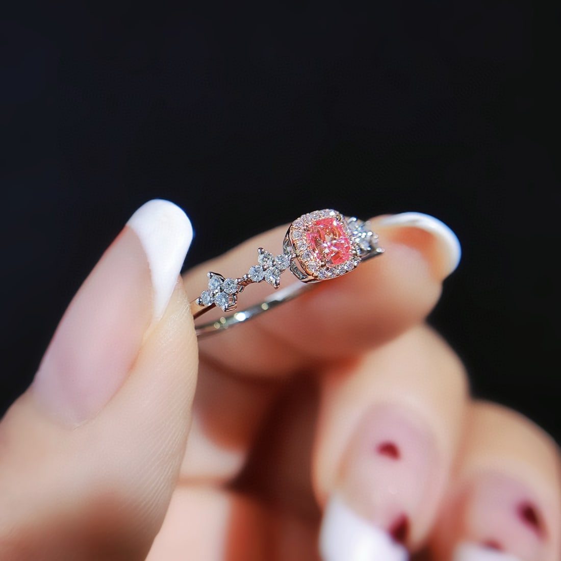 14k Gold 0.48 Ctw Natural Pink Diamond & Diamond Ring - 2