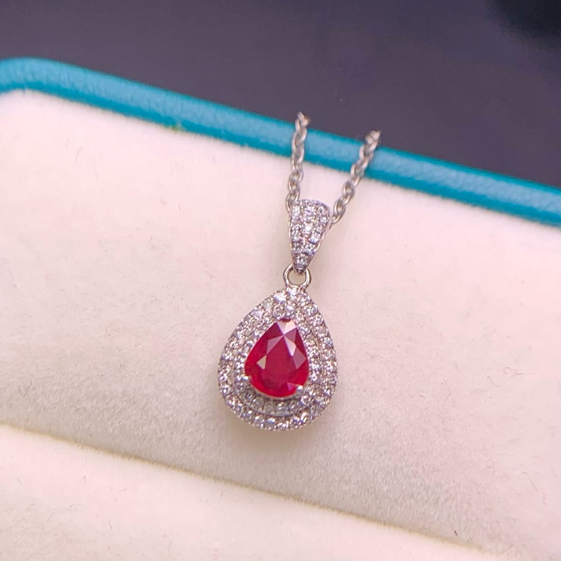14k Gold 0.5 Ct Natural Ruby & Diamond Pendant( Without Chain ) - 3