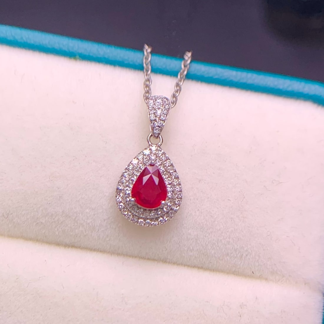 14k Gold 0.5 Ct Natural Ruby & Diamond Pendant( Without Chain ) - 4