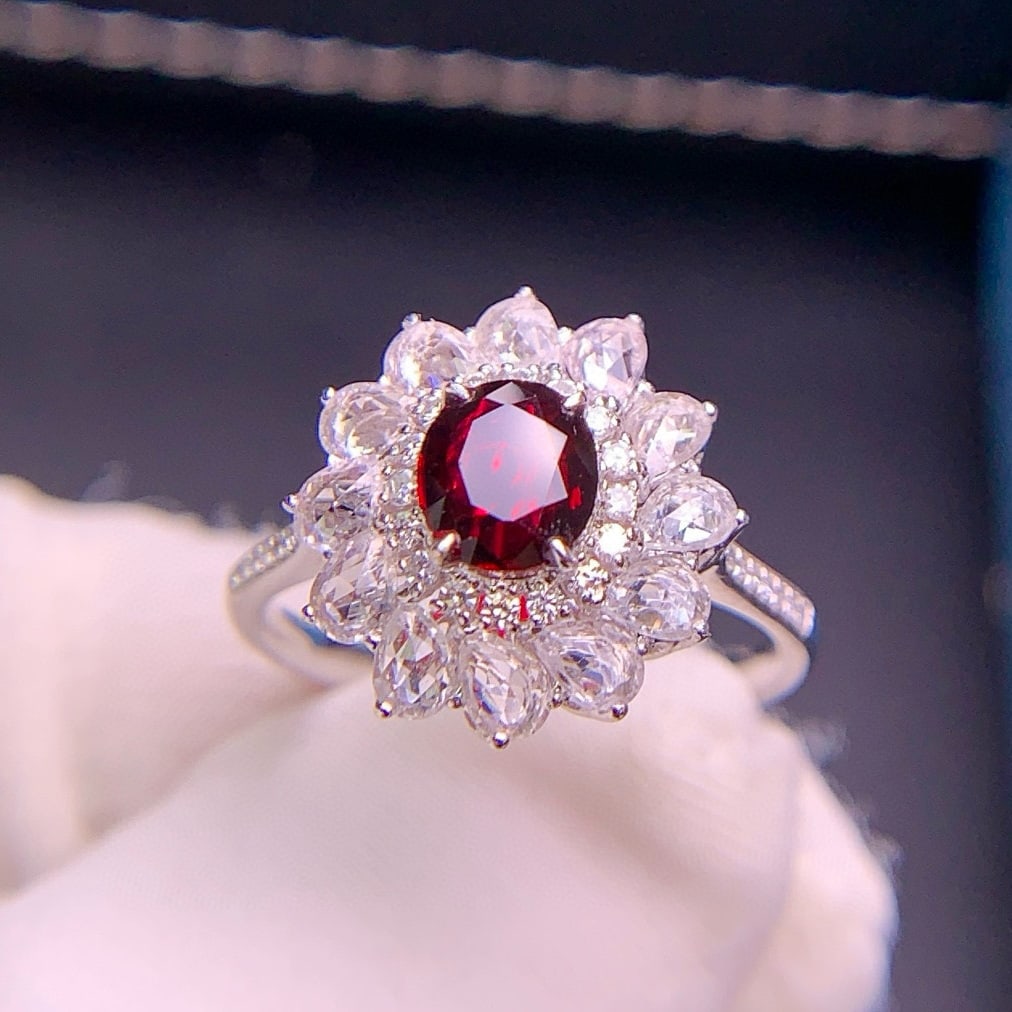 14k Gold 0.91 Ct Natural Ruby & Diamond & Sapphire Ring - 3