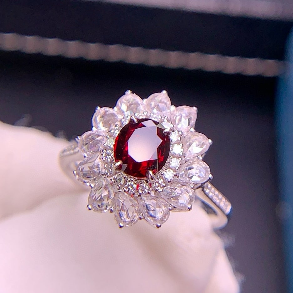14k Gold 0.91 Ct Natural Ruby & Diamond & Sapphire Ring - 5